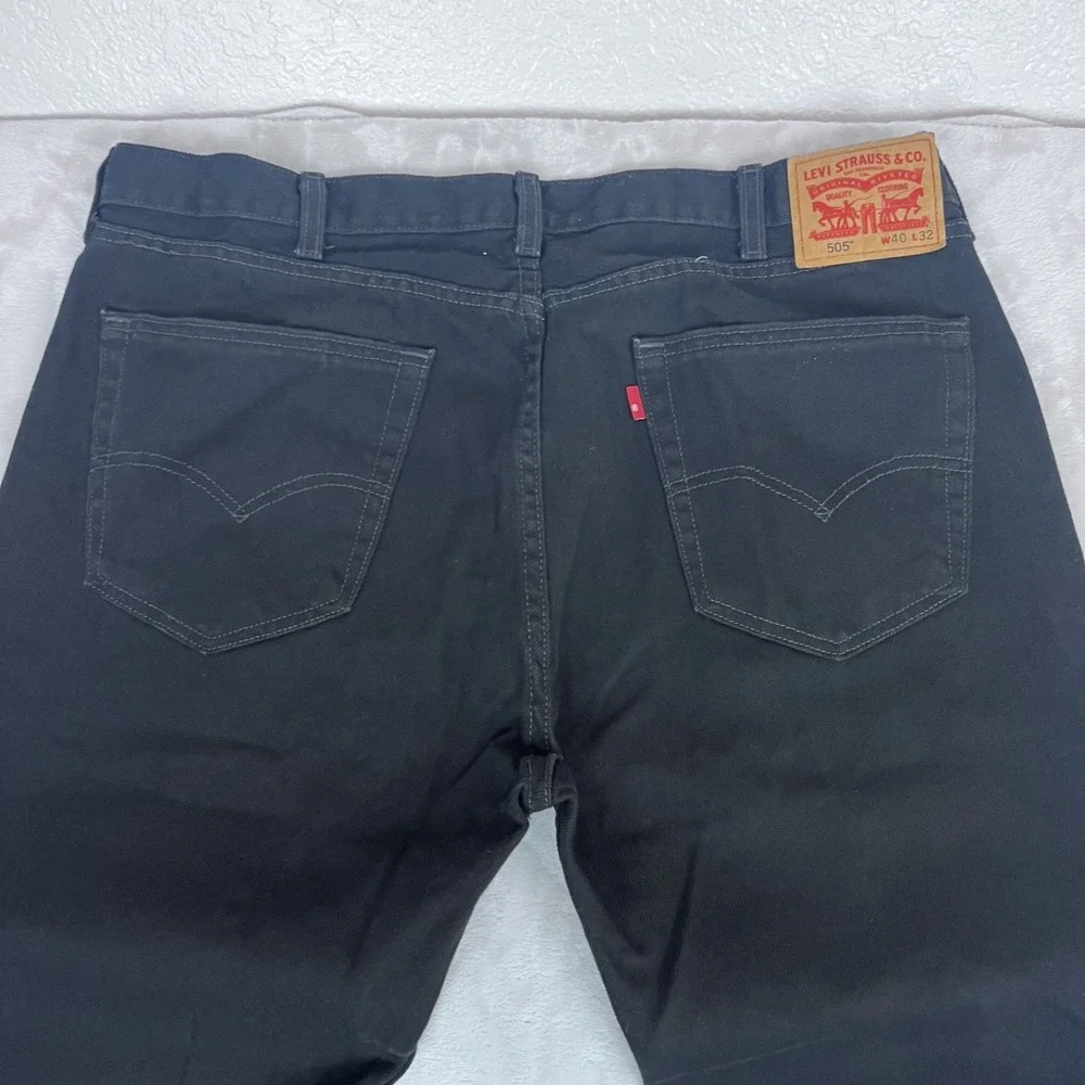 Levis 505 Jeans Mens 40x32 Black Denim Straight Leg Workwear Americana Classic